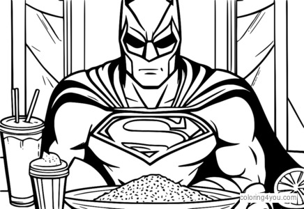 Superhero smoothie bowl coloring page for kids