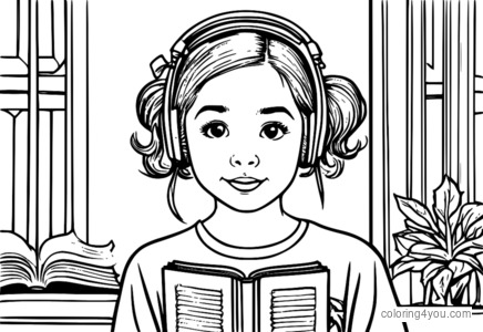 coloriage d'une jeune fille surprise tenant une note de musique