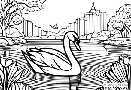 White swan coloring page