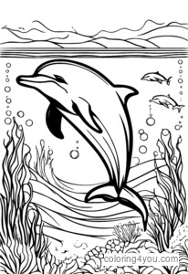 Coloriages de récréation de dauphins pour les enfants, créatures océaniques à colorier