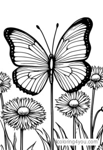 Netted butterflies sa dandelion coloring page