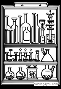 Mga pahina ng pangkulay ng periodic table para sa mga bata na matuto ng chemistry.