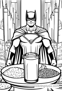 Superhero smoothie bowl coloring page for kids