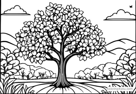 Apple Tree in Bloom Coloring Page