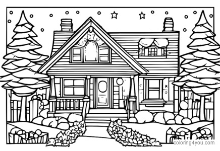 Christmas light coloring page with string lights, fairy lights, and LED lights.