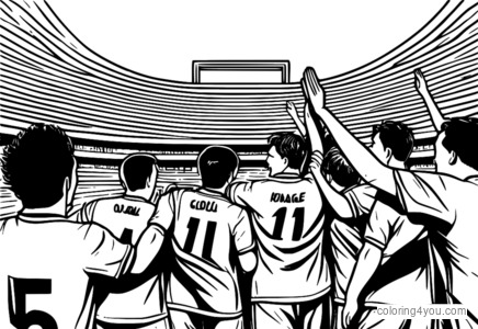 Football score coloring page, World Cup team victory