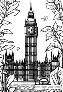 Léaráid surreal de Big Ben ag fás ina phlanda