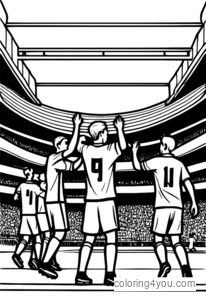 Football score coloring page, World Cup team victory