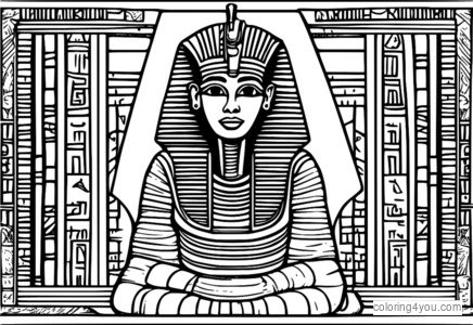 Een mummie uit het oude Egypte, omringd door hiërogliefen en oude geschriften.