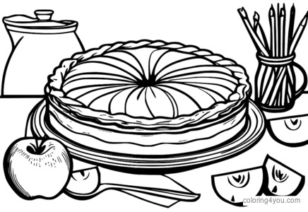 Traditional American apple pie coloring page