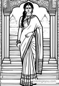 Moteris, dėvinti įmantraus dizaino tradicinę Kerala saree