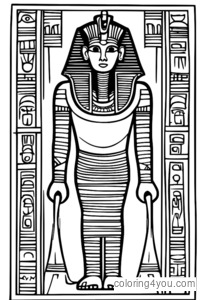 Een mummie uit het oude Egypte, omringd door hiërogliefen en oude geschriften.