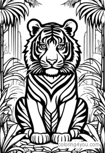 Coloriage Tigre Dieu de la Protection (Asie du Sud-Est)