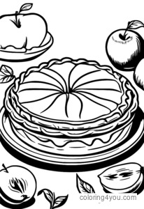 Dibujo de Tarta de manzana tradicional americana para colorear