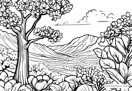 Fig Tree in Bloom Coloring Page