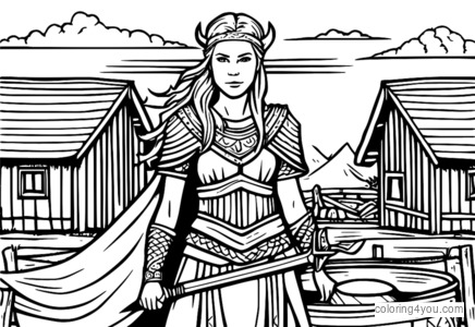 Shieldmaiden i vikingadräkt