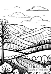 Desenhos para colorir de paisagens de outono