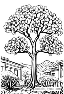 Fig Tree in Bloom Coloring Page