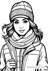 Une jeune fille portant un manteau d'hiver chaud et un chapeau.