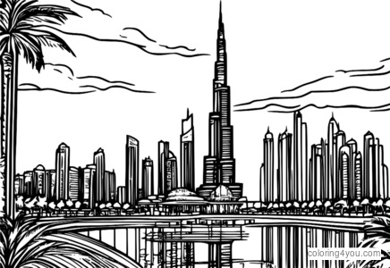 Pobarvanka Burj Khalifa v Dubaju z vodnim toboganom