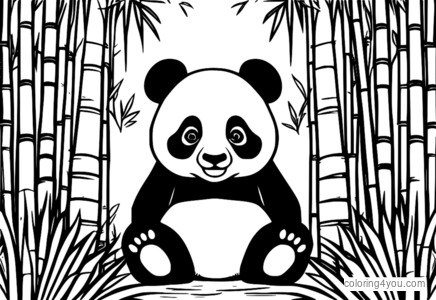 Panda memegang papan tanda Selamatkan Saya di dalam hutan buluh