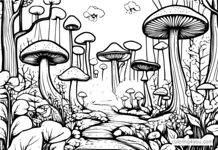 Spring mushroom coloring page para sa mga bata