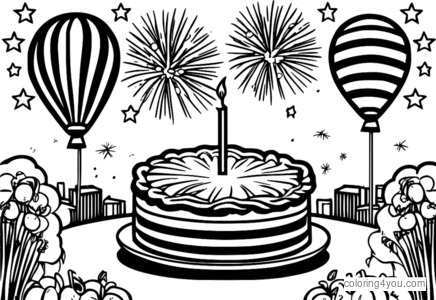 Makulay na apple pie coloring page para sa US Independence Day