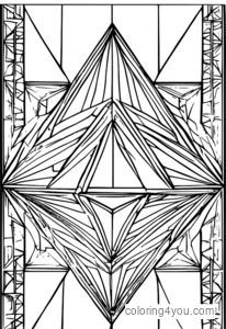 Páginas para colorir euclidianas com padrões geométricos e triângulos e quadrados