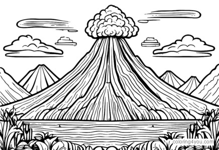 Homemade volcano eruption illustration made from baking soda