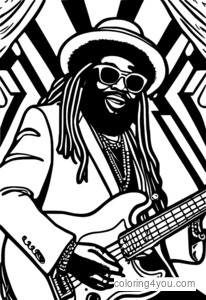 George Clinton iz skupine Funkadelic igra bas kitaro na odru