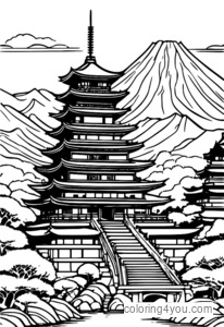 Emocionante ilustración del castillo de fantasía japonés