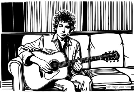 Bob Dylan with an acoustic guitar