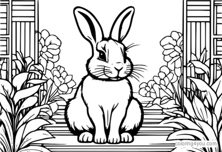 Coloriage - Lapin du zodiaque chinois