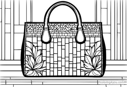 Coloring pages of handmade handbags with mosaic designs