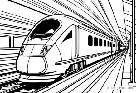 Dibujo para colorear de un tren de alta velocidad con sus partes.