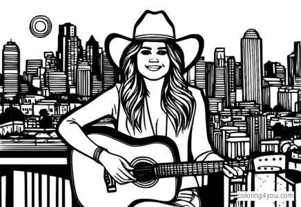 Maren Morris spielt Akustikgitarre mit Cowboyhut