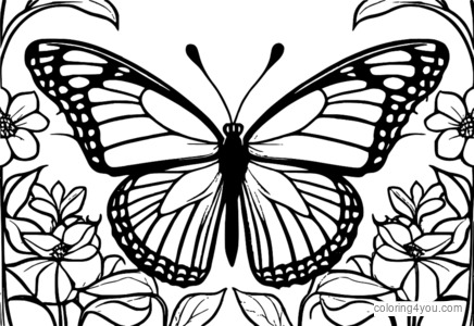 Monarch butterflies migrating coloring page