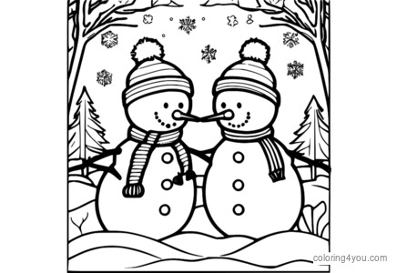 Desenho de Boneco de neve com solstício de inverno para colorir