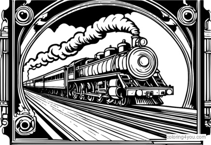 Ilustrație detaliată a unei locomotive cu ardere de epocă cu detalii puternice