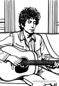 Bob Dylan with an acoustic guitar