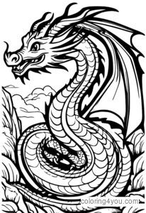 Ausmalbild: Chinesisches Tierkreiszeichen Drache