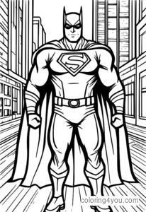 Coloring page of a chocolate-themed superhero candy bar