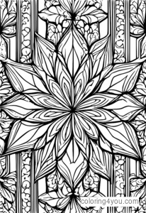 Fractal pattern with repeating snowflakes in white and transparent colors