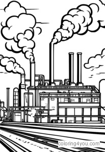 Smoke-belching factory with 'Clean Air Now' slogan