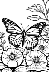 Monarch butterflies migrating coloring page