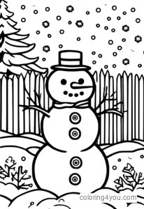 Snowman ზამთრის მზედგომის საღებარი გვერდი