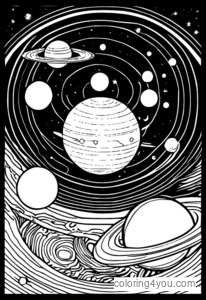 farbenfrohe Illustration des Sonnensystems mit allen 8 Planeten