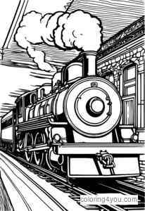 Ilustrație detaliată a unei locomotive cu ardere de epocă cu detalii puternice