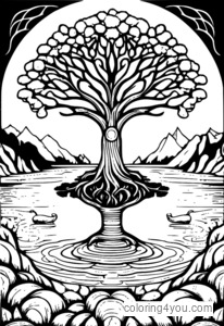 Yggdrasil mit See und Wasser