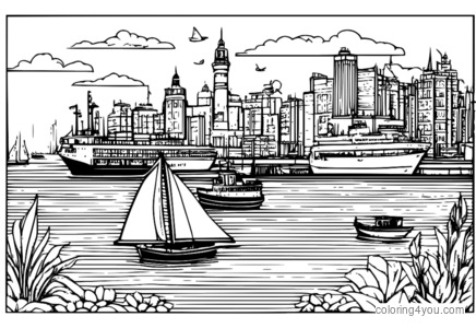 boats-in-harbors-coloring-page